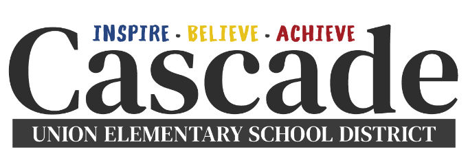 Cascade Union Elementary School District with colored "INSPIRE | BELIEVE | ACHIEVE" motto.